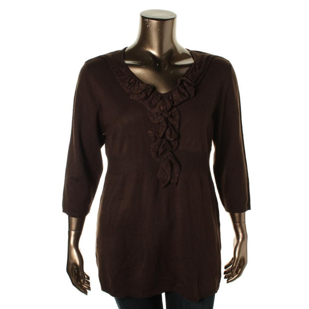 NWT Size Medium Elementz Metallic Ruffle Sweater